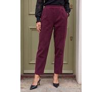 Roman Women's Petite Tuck Front Corduroy Trouser in Wine | Size: 18