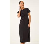 Roman Women's Petite Twist Front Stretch Midi Dress in Black | Size: 16 Roman Black 16