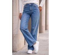 Roman Originals Wide Leg Jeans for Women UK Ladies Denim Trousers Palazzo Pants Jeggings Stretchy Cotton Summer Winter Smart Office Work Party Flattering Bottoms - Petite Sky - Size 10