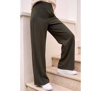 Roman Women's Petite Wide Leg Ponte Stretch Trouser in Khaki | Size: 10 Roman Khaki 10