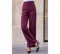 Roman Women's Petite Wide Leg Ponte Stretch Trouser in Wine | Size: 18 Roman Wine 18