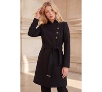 Roman Women's Petite Wrap Coat in Black | Size: 10