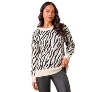 Roman Originals Jumper for Women UK - Ladies Winter Autumn Casual Pull-On Round Crew Neck Long Sleeve Comfy Work Dinner Party Everyday Colourful Longline Stylish - Petite Stone Black - Size 14