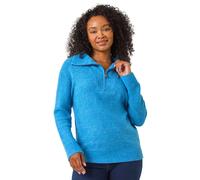 Roman Petite Zip Detail Collared Jumper for Women UK - Ladies Everyday Autumn Winter V-Neckline Comfy Soft Evening Vacation Work Party Night Out - Petite Blue - Size 18