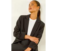 Roman Women's Petite Zip Pocket Stretch Blazer in Black | Size: 12 Roman Black 12