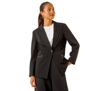 Petite Zip Pocket Stretch Blazer Roman Black 8