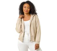 Roman Women's Petite Zip Up Knit Hooded Jacket in Beige | Size: 18 Roman Beige 18