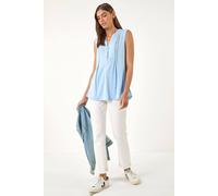 Roman Women's Pintuck Notch Neck Top in Bright Blue | Size: 12 Roman Bright Blue 12