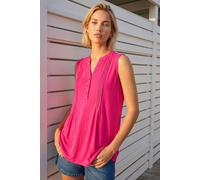 Roman Women's Pintuck Notch Neck Top in Cerise | Size: 20