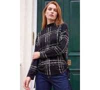 Roman Women's Plaid Print Side Tie Top in Black | Size: 18