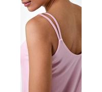Roman Women's Plain Double Strap V-Neck Stretch Vest Top in Light Pink | Size: 12 Roman Light Pink 12