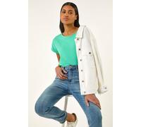 Roman Women's Plain Stretch Cotton Jersey T-Shirt in Aqua | Size: 20 Roman Aqua 20