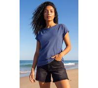 Roman Plain Stretch Cotton Jersey T-Shirt for Women UK Ladies Spring Everyday Summer Holiday Round Neckline Comfy Short Sleeve Soft Woven Fabric Tee Daywear Vacation - Plain Blue - Size 20