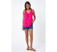Roman Originals Vest Top for Women UK - Ladies Tank Tops Tunic Summer Blouse Cami Camisole V-Neck Stretch Jersey Casual Sleeveless Beach Party Lounge Holiday Spring - Plain Pink - Size 18