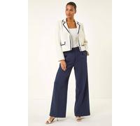 Roman Women's Pleat Front Wide Leg Trouser in Navy | Size: 12 Roman Navy 12