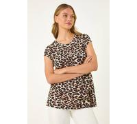 Roman Originals Pintuck Blouse for Women UK - Ladies Pleat Detail Top Pleated T-Shirt Summer Spring Stretch Jersey Short Sleeve Smart Casual Special Occasion Holiday Work - Natural - Size 12