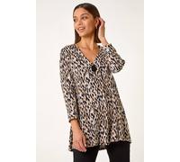 Roman Women's Pleated Front Textured Crepe Top in Stone | Size: 10 Roman Stone 10