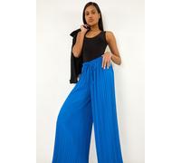 Roman Originals Pleated Wide Leg Culottes for Women UK - Ladies Everyday Holiday Spring Summer Comfy Soft Evening Vacation Work Party - Royal Blue - Size ONE