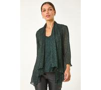 Plisse Print Metallic Foil Kimono Roman Green 12