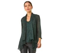 Plisse Print Metallic Foil Kimono Roman Green 14