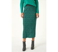 Plisse Spot Print Stretch Maxi Skirt Roman Green 14