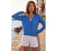 Roman Women's Pointelle Button Knit Cardigan in Blue | Size: 20 Roman Blue 20