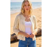 Roman Women's Pointelle Knit Cardigan Sweater in Ivory | Size: 20