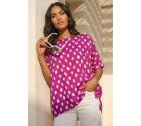 Roman Women's Polka Dot Button Back Top in Magenta | Size: 16 Roman Magenta 16