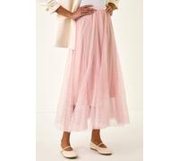 Roman Women's Polka Dot Print Elasticated Mesh Skirt in Light Pink | Size: 20 Roman Light Pink 20