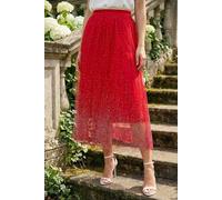 Roman Women's Polka Dot Print Elasticated Mesh Skirt in Red | Size: 14 Roman Red 14