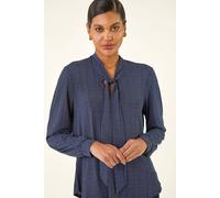 Roman Women's Polka Dot Tie Neck Top in Navy | Size: 10 Roman Navy 10