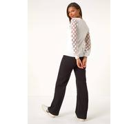 Roman Women's Polka Dot V-Neck Sleeve Knit Jumper in Ivory | Size: 20
