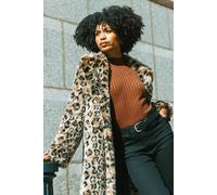 Roman Women's Premium Animal Faux Fur Coat in Brown | Size: 16 Roman Brown 16