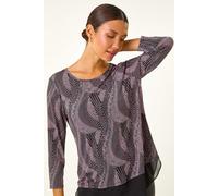 Roman Women's Printed Chiffon Hem Top in Pink | Size: 20 Roman Pink 20