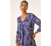 Roman Women's Printed Jersey Snit Top in Purple | Size: 12 Roman Purple 12