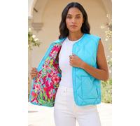 Roman Women's Quilted Funnel Neck Lined Gilet in Turquoise | Size: 10 Roman Turquoise 10