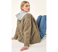 Roman Women's Quilted Hooded Jacket in Khaki | Size: 10 Roman Khaki 10