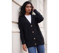 Roman Women's Relaxed Longline Cardigan Sweater in Black | Size: 12