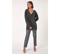 Roman Women's Relaxed Shimmer Knit Jumper in Black | Size: 18 Roman Black 18
