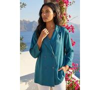 Roman Women's Relaxed Textured Blazer in Teal | Size: 18 Roman Teal 18