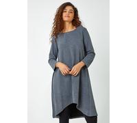 Roman Women's Ribbed Asymmetric Stretch Dress in Dark Grey | Size: 10