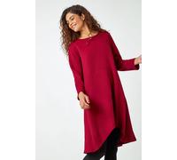 Roman Women's Ribbed Asymmetric Stretch Dress in Wine | Size: 10