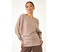 Roman Women's Ribbed Batwing Knit Jumper in Beige | Size: 16 Roman Beige 16