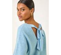 Roman Women's Ribbon Bow Tie Back Jumper in Blue | Size: 12 Roman Blue 12