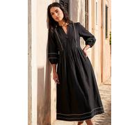 Roman Women's Ric Rac Collared Midi Dress in Black | Size: 14
