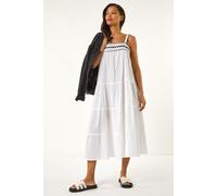 Roman Women's Ric Rac Trim Midi Dress in White | Size: 10 Roman White 10