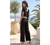Roman Women's Ric Rac Trim Stretch Jumpsuit in Black | Size: 20