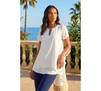 Roman Women's Ring Front Chiffon Overlay Top in Ivory | Size: 14 Roman Ivory 14