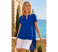 Roman Originals Ring Front Chiffon Overlay Tunic Top for Women UK - Ladies Everyday Autumn Winter Round Neckline Comfy Soft Evening Vacation Work Party Night Out