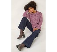 Roman Women's Roll Neck Button Detail Longline Jumper in Red | Size: 12